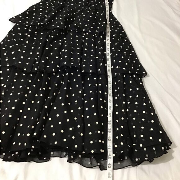 Vintage 70’s ILGWU Black Slip Dress Spaghetti Strap Midi Polka-Dot Size 9-10 - Picture 13 of 13